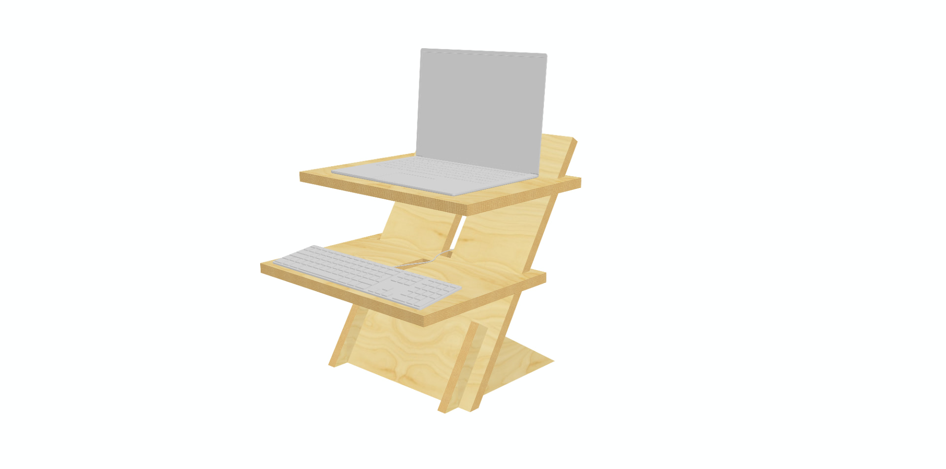 Laptop-Pult aus Holz, perspektivische Ansicht