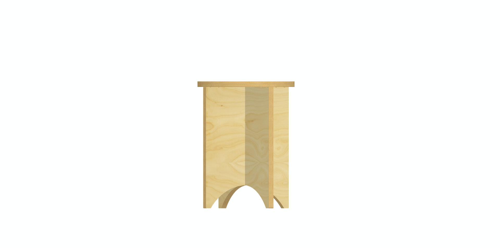 Hocker aus Holz, isometrische Ansicht